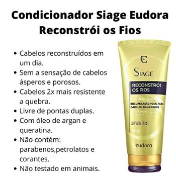 CONDICIONADOR SIAGE RECONSTROI OS FIOS EUDORA 200ML