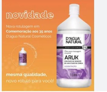 OLEO PARA MASSAGEM ARUK DAGUA NATURAL 1L