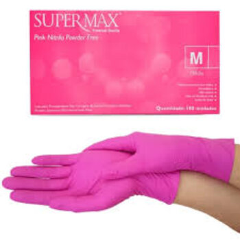 LUVA NITRILICA PINK SUPERMAX M C/100UN