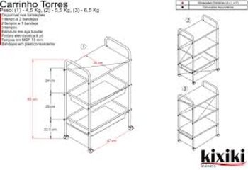 CARRINHO TORRES 1 TAMPOS 2 BANDEJAS  KIXIKI