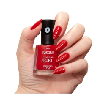 ESMALTE RISQUE DIAMOND GEL VERMELHO CEREJA 9,5ML